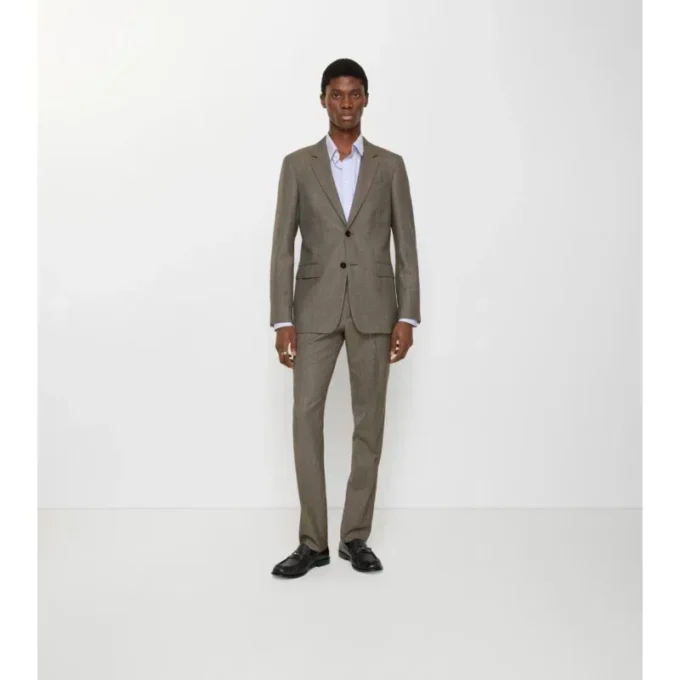 Skräddarsydda byxor i sharkskin-ull Skräddarsydda byxor i sharkskin-ull