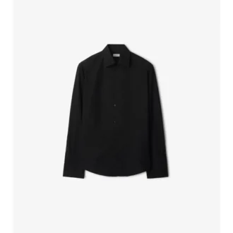 Slim Fit-skjorta i bomulls- och silkespoplin