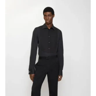Slim Fit-smoking skjorta i bomull