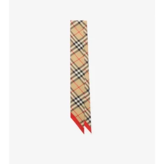 Smal kontrastrutig silkescarf