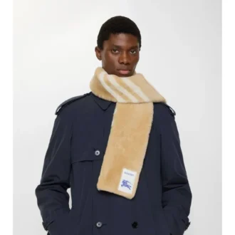Smal rutig shearling-halsduk