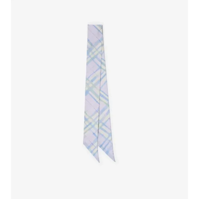 Smal silkescarf med akvarellrutmönster Smal silkescarf med akvarellrutmönster
