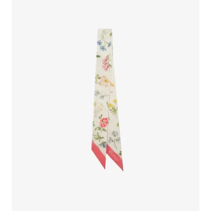 Smal silkescarf med brittiska blommor Smal silkescarf med brittiska blommor