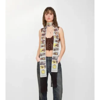 Smal silkescarf med tarotmotiv