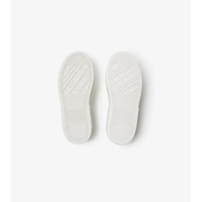 Sneakers i bomull och läder med rutmönster