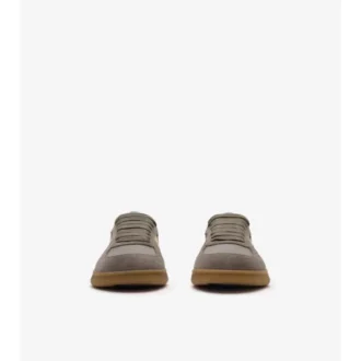 Sneakers i läder, mocka och rutmönster