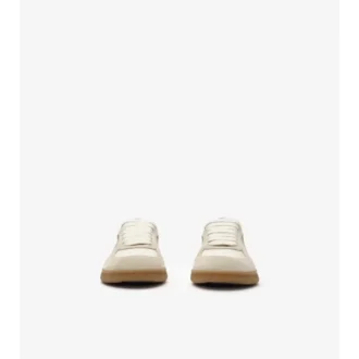 Sneakers i läder, mocka och rutmönster