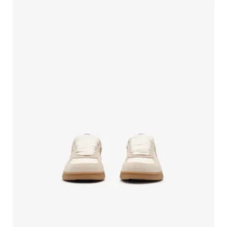 Sneakers i läder, mocka och rutmönster