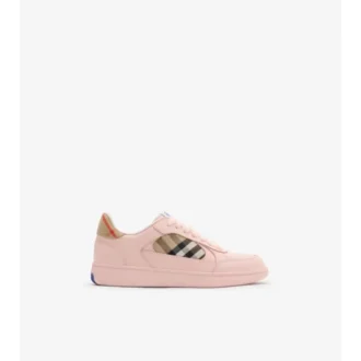 Sneakers i läder och rutmönster 