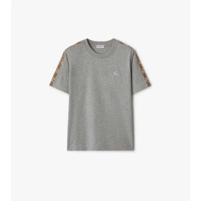 T-shirt i bomull med rutmönster