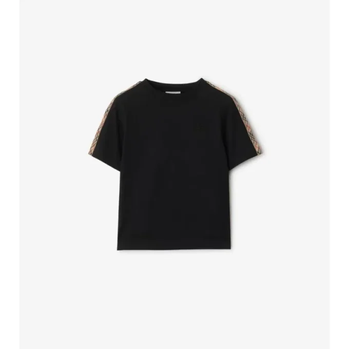 T-shirt i bomull med rutmönster