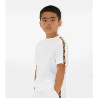 T-shirt i bomull med rutmönster