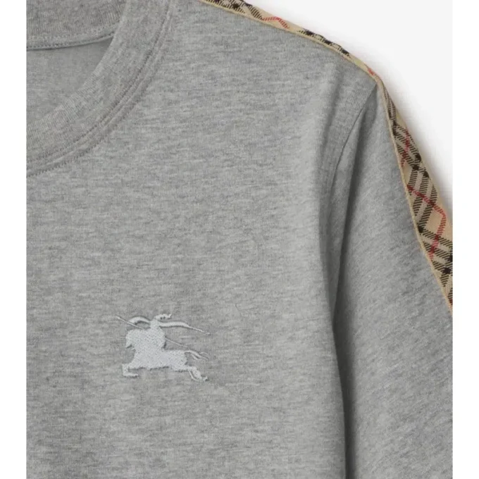 T-shirt i bomull med rutmönster