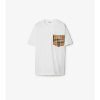 T-shirt i bomull med rutmönster och ficka