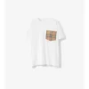 T-shirt i bomull med rutmönster och ficka T-shirt i bomull med rutmönster och ficka