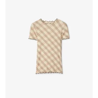 T-shirt i stretchbomull med rutmönster