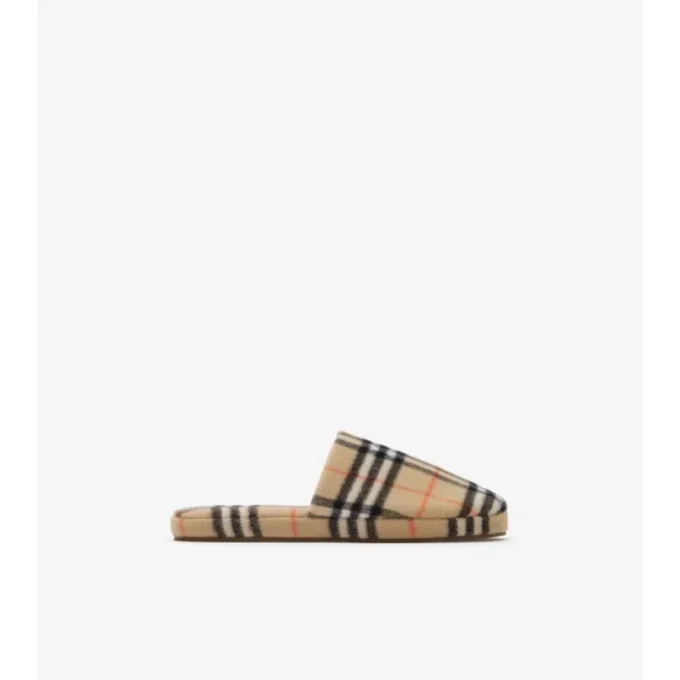 Toflor i rutmönstrad ullblandning Toflor i rutmönstrad ullblandning