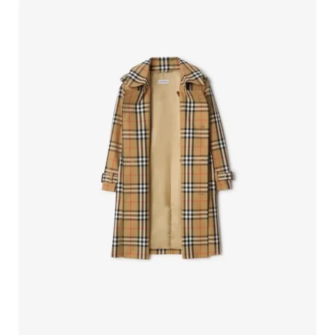 Trench Coat i rutig bomullstwill Trench Coat i rutig bomullstwill