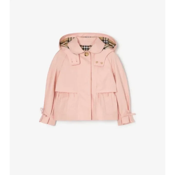Trenchcoat i bomull med huva Trenchcoat i bomull med huva