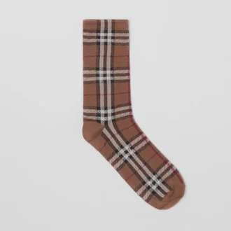 Vintage Check Intarsia-strumpor i bomulls- och kashmirblandning