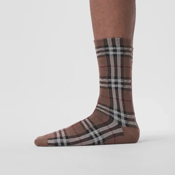 Vintage Check Intarsia-strumpor i bomulls- och kashmirblandning Vintage Check Intarsia-strumpor i bomulls- och kashmirblandning