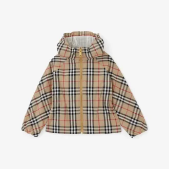 Vintage Check-rutig bomullsjacka med huva