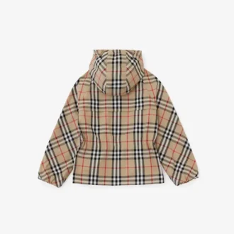 Vintage Check-rutig bomullsjacka med huva