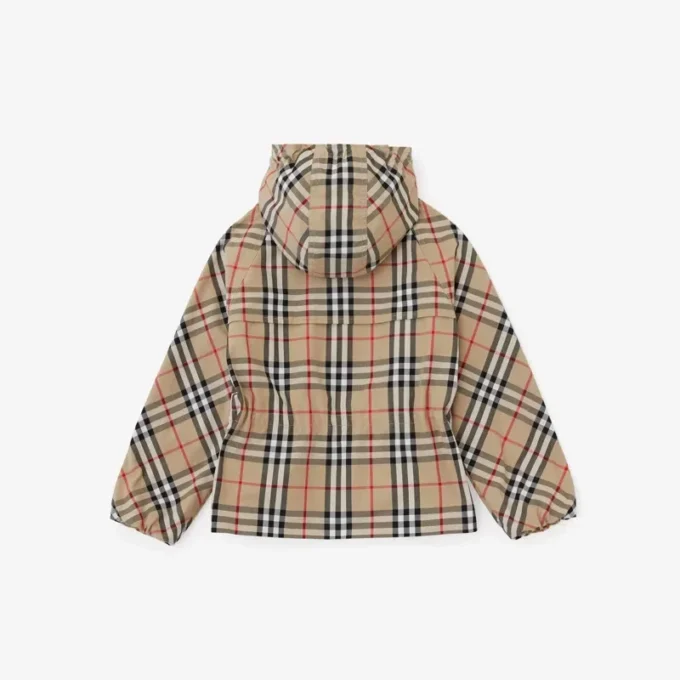 Vintage Check-rutig bomullsjacka med huva Vintage Check-rutig bomullsjacka med huva