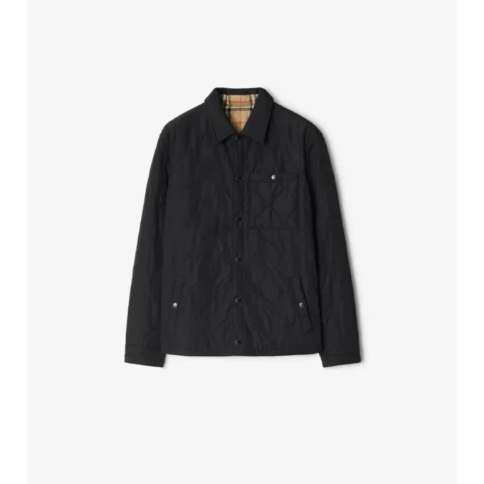 Vändbar quiltad overshirt i nylon Vändbar quiltad overshirt i nylon