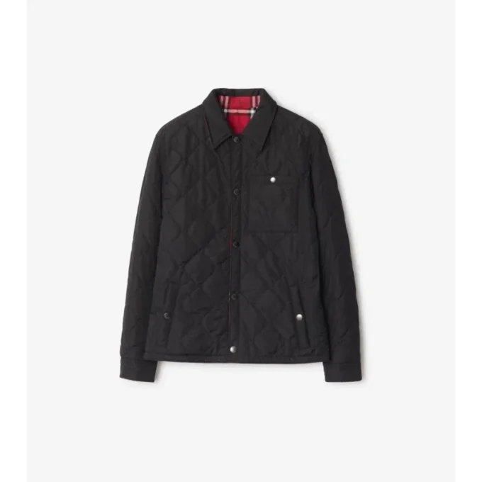 Vändbar quiltad overshirt i nylon Vändbar quiltad overshirt i nylon