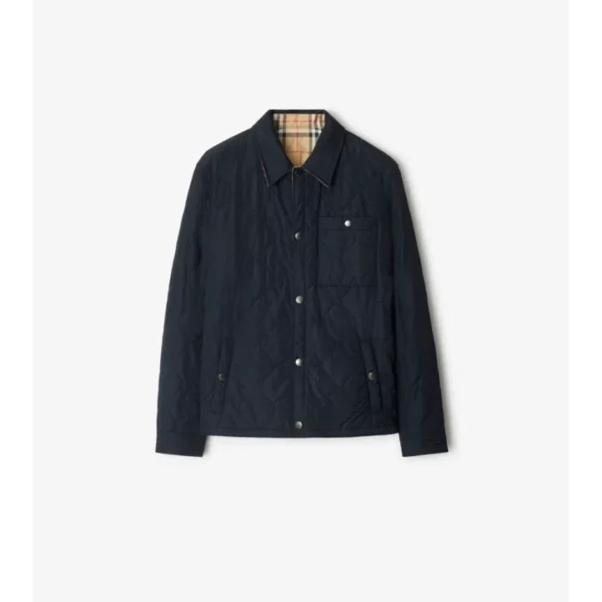 Vändbar quiltad overshirt i nylon Vändbar quiltad overshirt i nylon