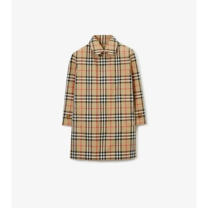 Vändbar rutig gabardine-Car Coat Vändbar rutig gabardine-Car Coat